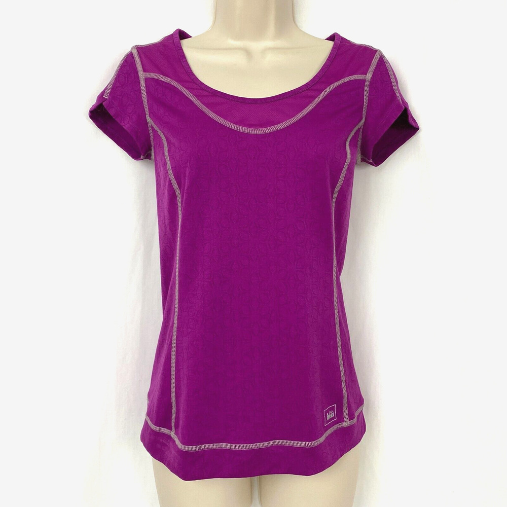 REI Top Womens XS Athletic Fitted Short Sleeve Scoop Neck Reflective X-Small